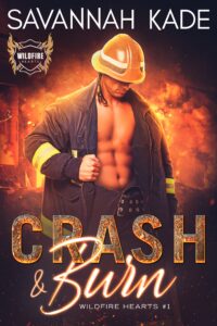 sexy firefighter with open gear and title Crash and Burn - romantic suspense novel cover