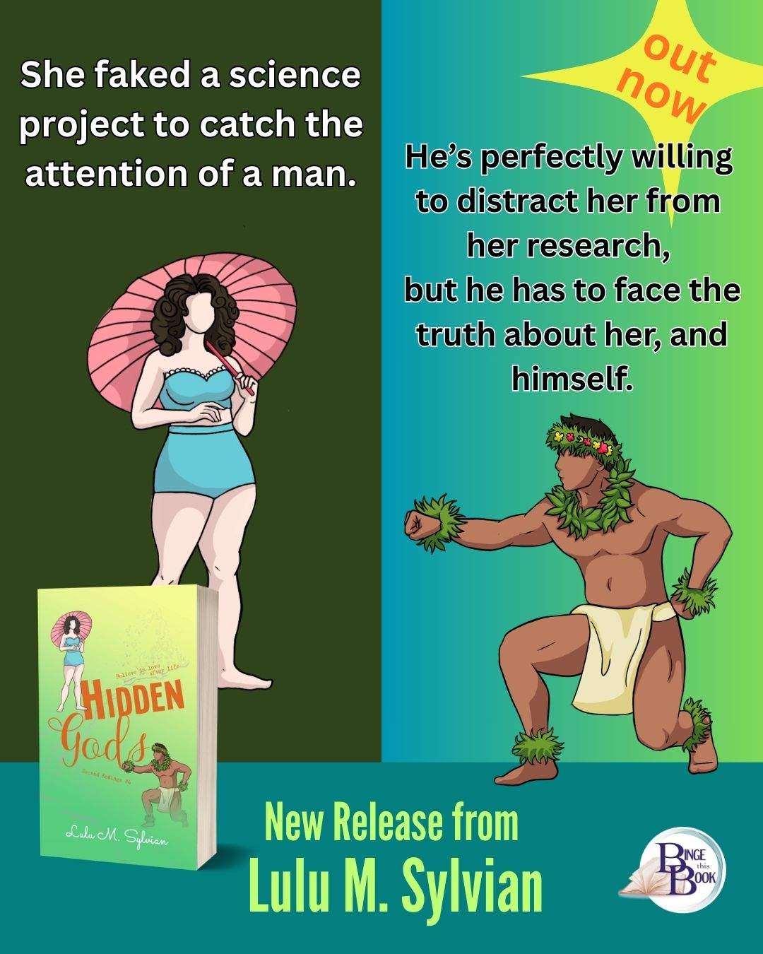 She faked a science project to catch the attention of a man. He’s perfectly willing to distract her from her research, but he has to face the truth about her, and himself. Hidden Gods, New Release from Lulu M. Sylvian, out now