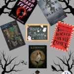 A graphic featuring five book covers, a Happy Summerween sign, and the Binge this Book logo