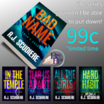 image of book covers from the Hangman's Shadow cold case series with 99c sale
